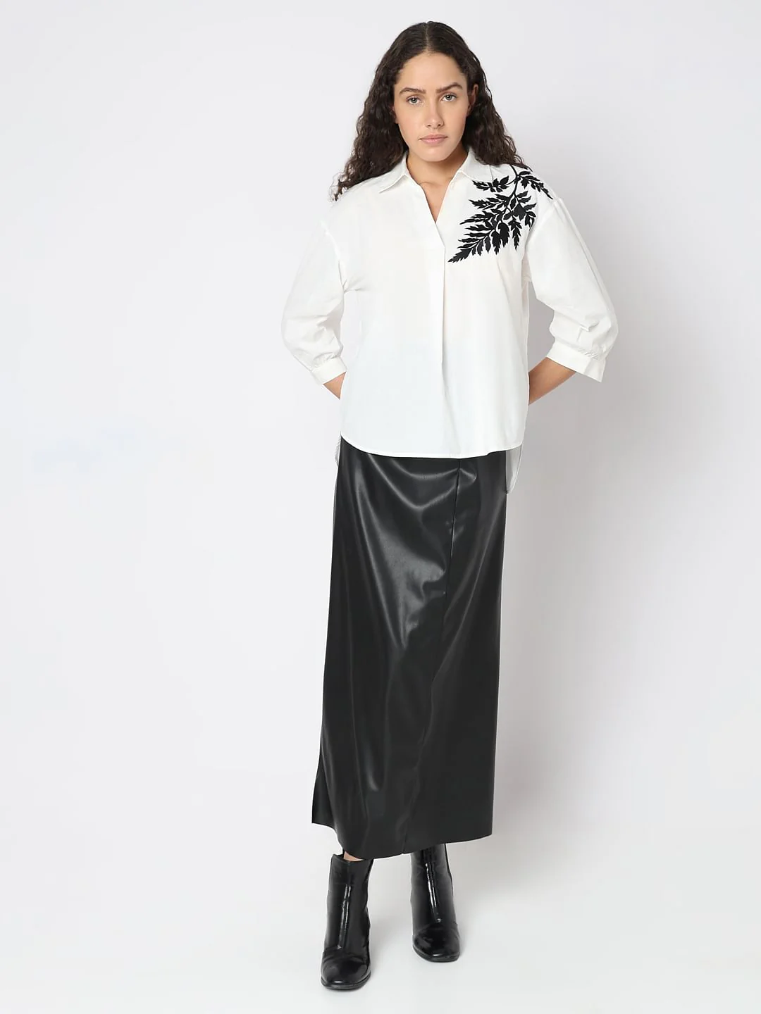 White Embroidered Print Top - Image 5