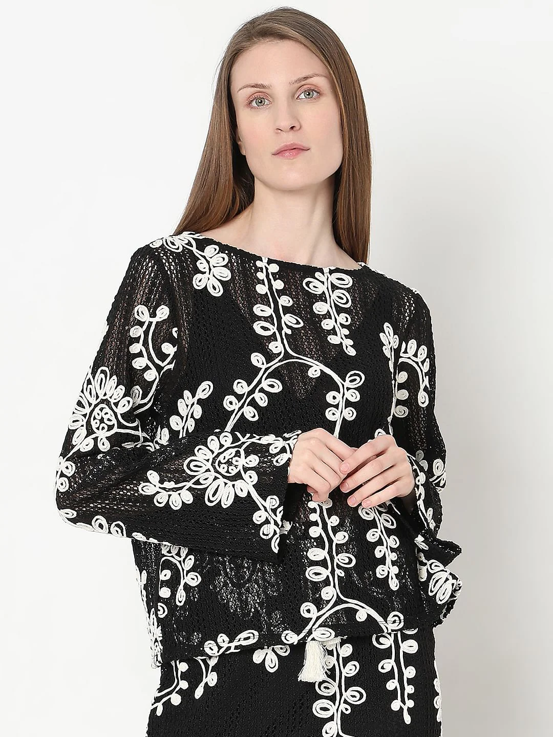 Black Embroidered Co-Ord Set Top - Image 2