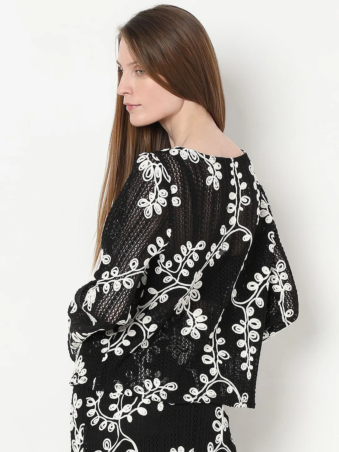 Black Embroidered Co-Ord Set Top - Image 4