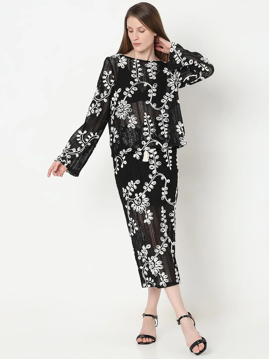 Black Embroidered Co-Ord Set Top - Image 5