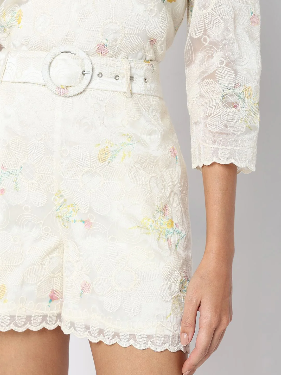 Off-White Floral Lace Co-Ord Set Shorts - Image 6