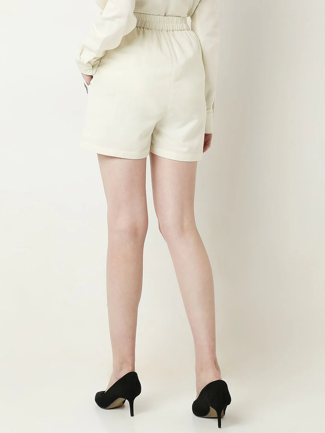 Cream Embroidered Co-Ord Set Shorts - Image 4