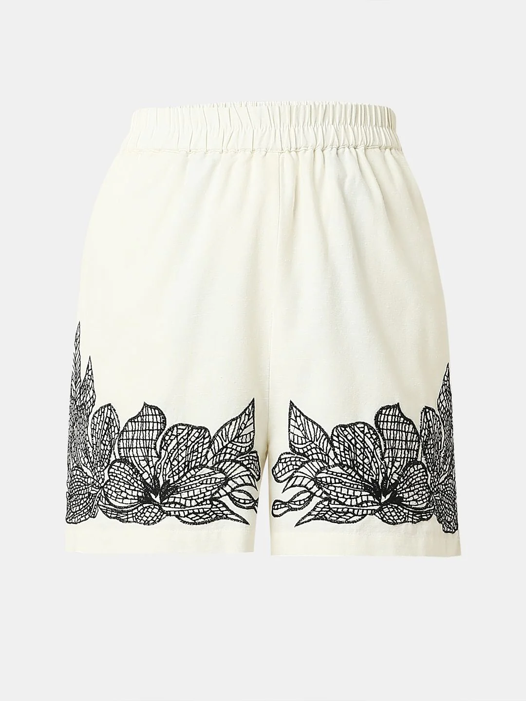 Cream Embroidered Co-Ord Set Shorts - Image 7