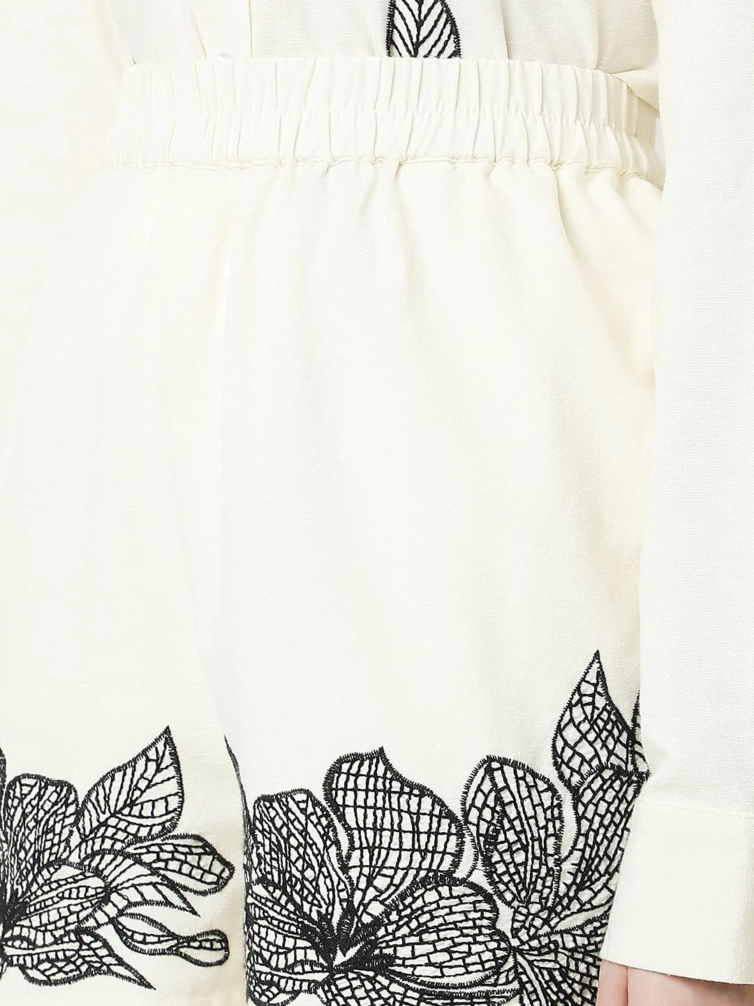 Cream Embroidered Co-Ord Set Shorts - Image 8