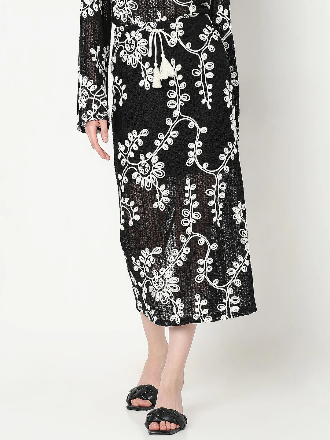 Black Embroidered Co-Ord Set Skirt - Image 2