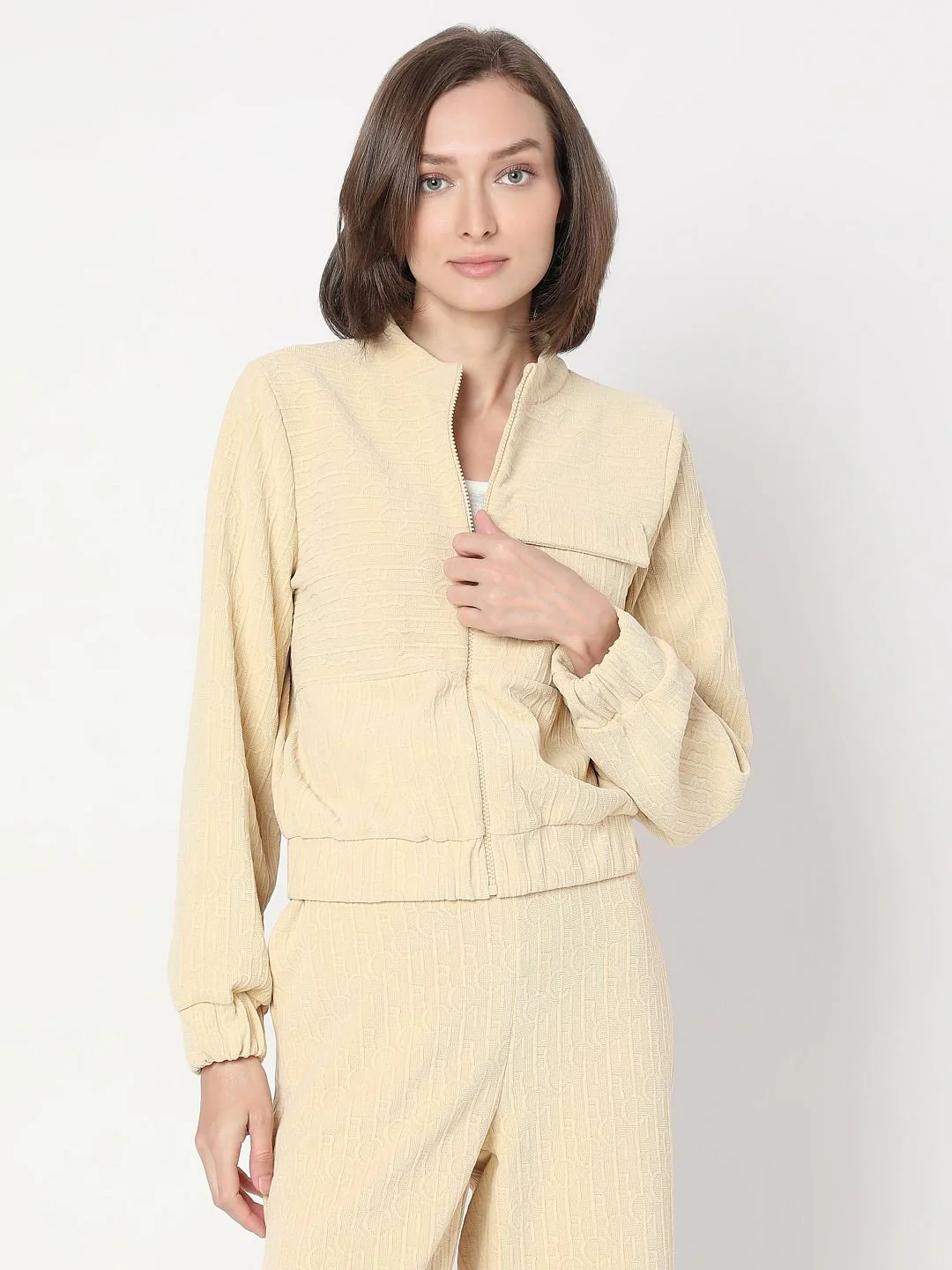 Beige Textured Sweatshirt - Image 2