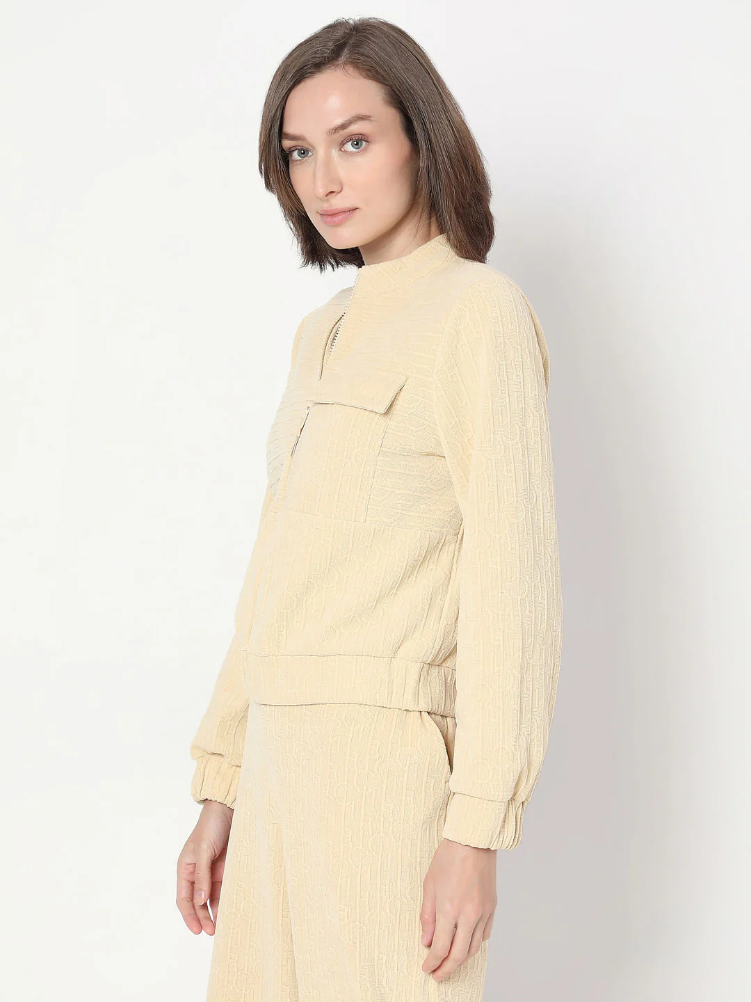 Beige Textured Sweatshirt - Image 3
