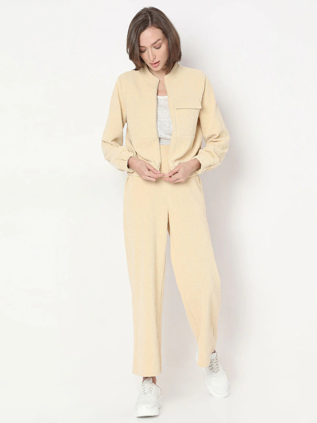 Beige Textured Sweatshirt - Image 5