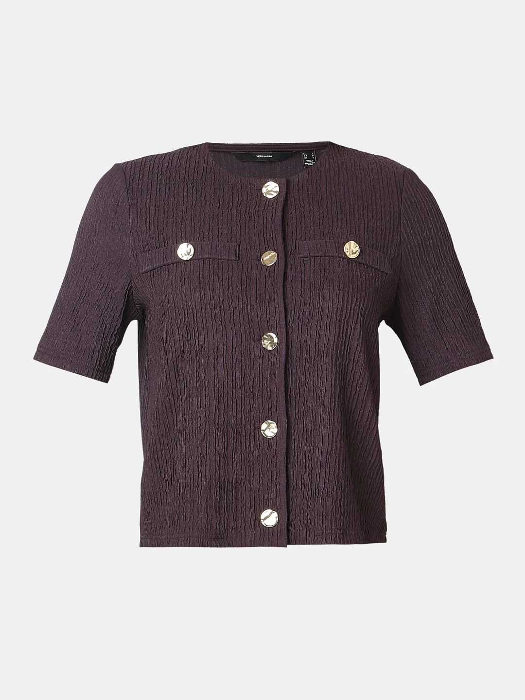Plum Crinkle Weave Co-Ord Set Top - Image 7