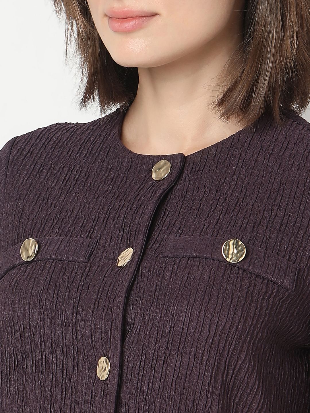 Plum Crinkle Weave Co-Ord Set Top - Image 8