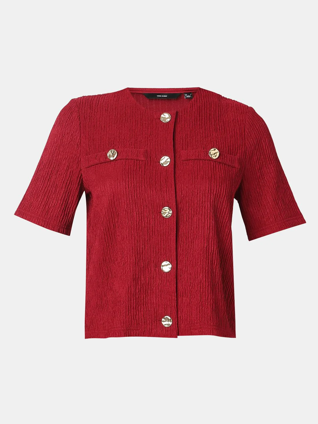 Red Crinkle Weave Co-Ord Set Top - Image 7
