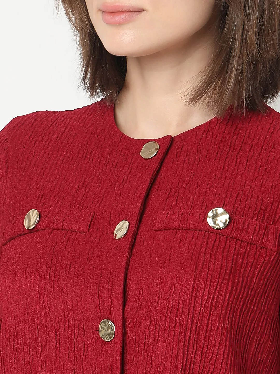 Red Crinkle Weave Co-Ord Set Top - Image 8