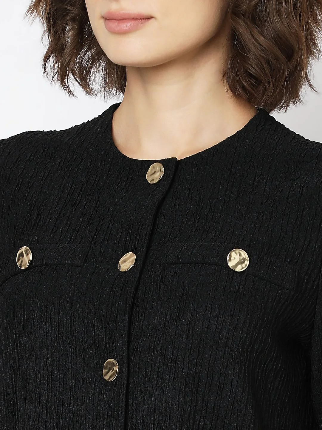 Black Crinkle Weave Co-Ord Set Top - Image 8