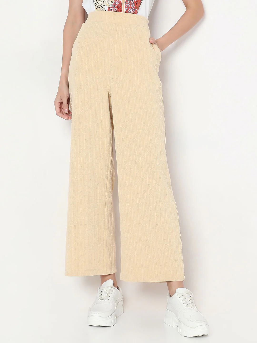 Beige Textured Trouser - Image 2