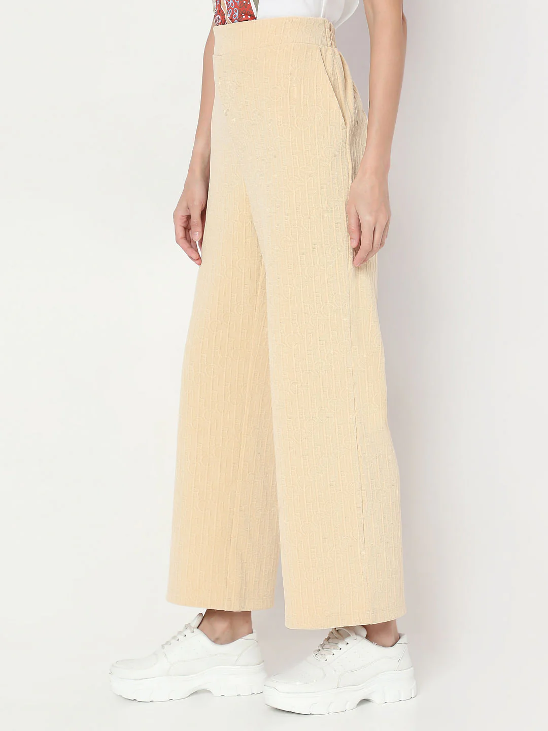 Beige Textured Trouser - Image 3