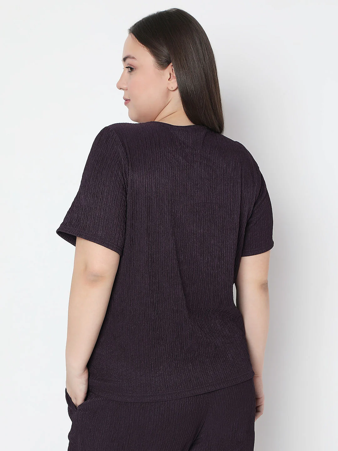 Curve Purple Textured Co-Ord Set Tops - Image 4