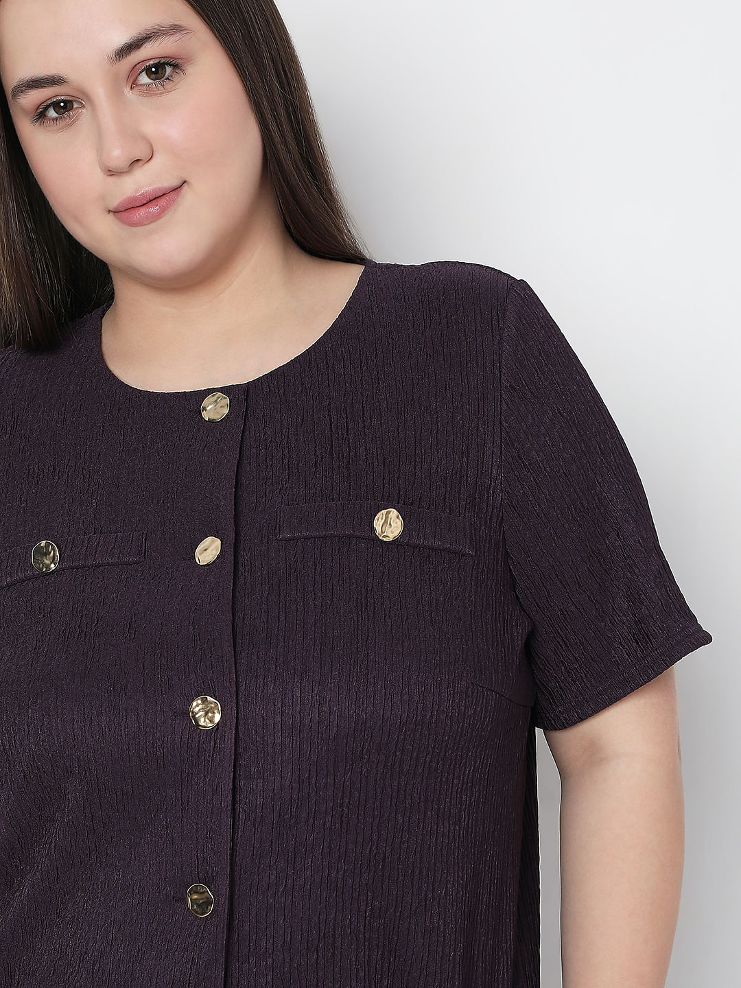 Curve Purple Textured Co-Ord Set Tops - Image 6