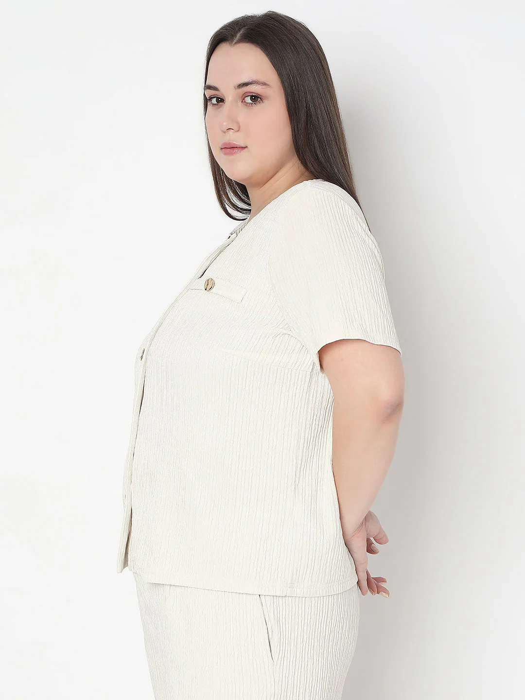 Curve Ecru Textured Co-Ord Set Tops - Image 3