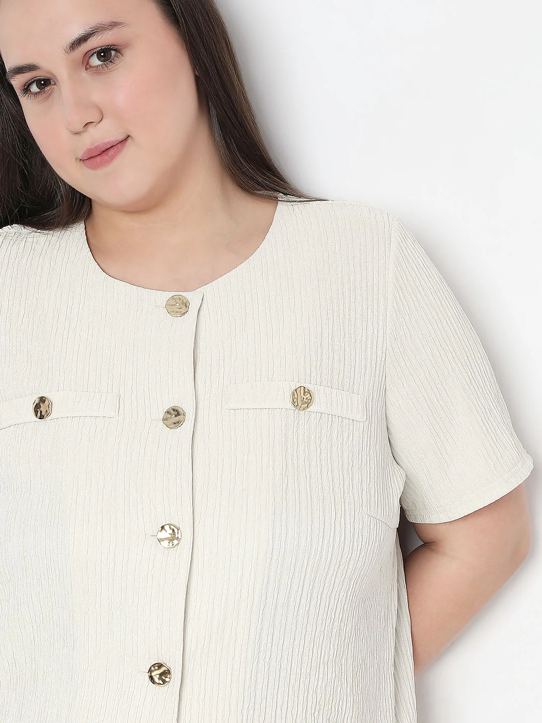 Curve Ecru Textured Co-Ord Set Tops - Image 6