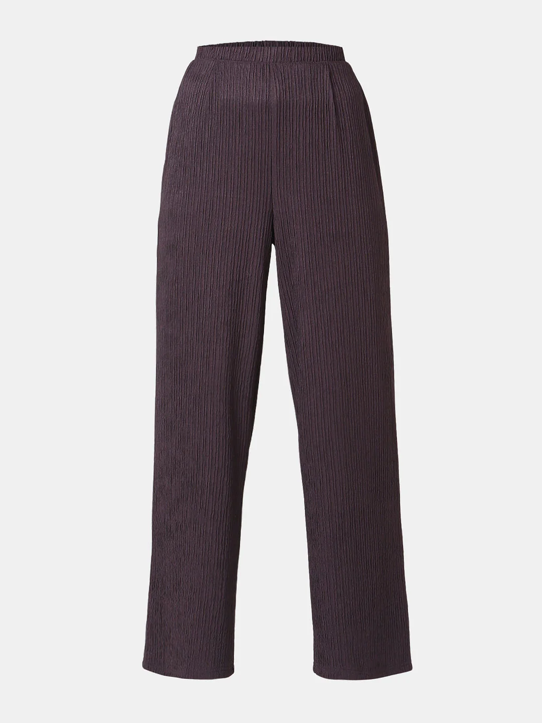 Plum Crinkle Weave Co-Ord Set Pants - Image 7
