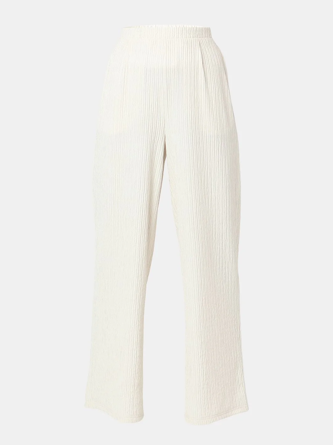 Cream Crinkle Weave Co-Ord Set Pants - Image 7