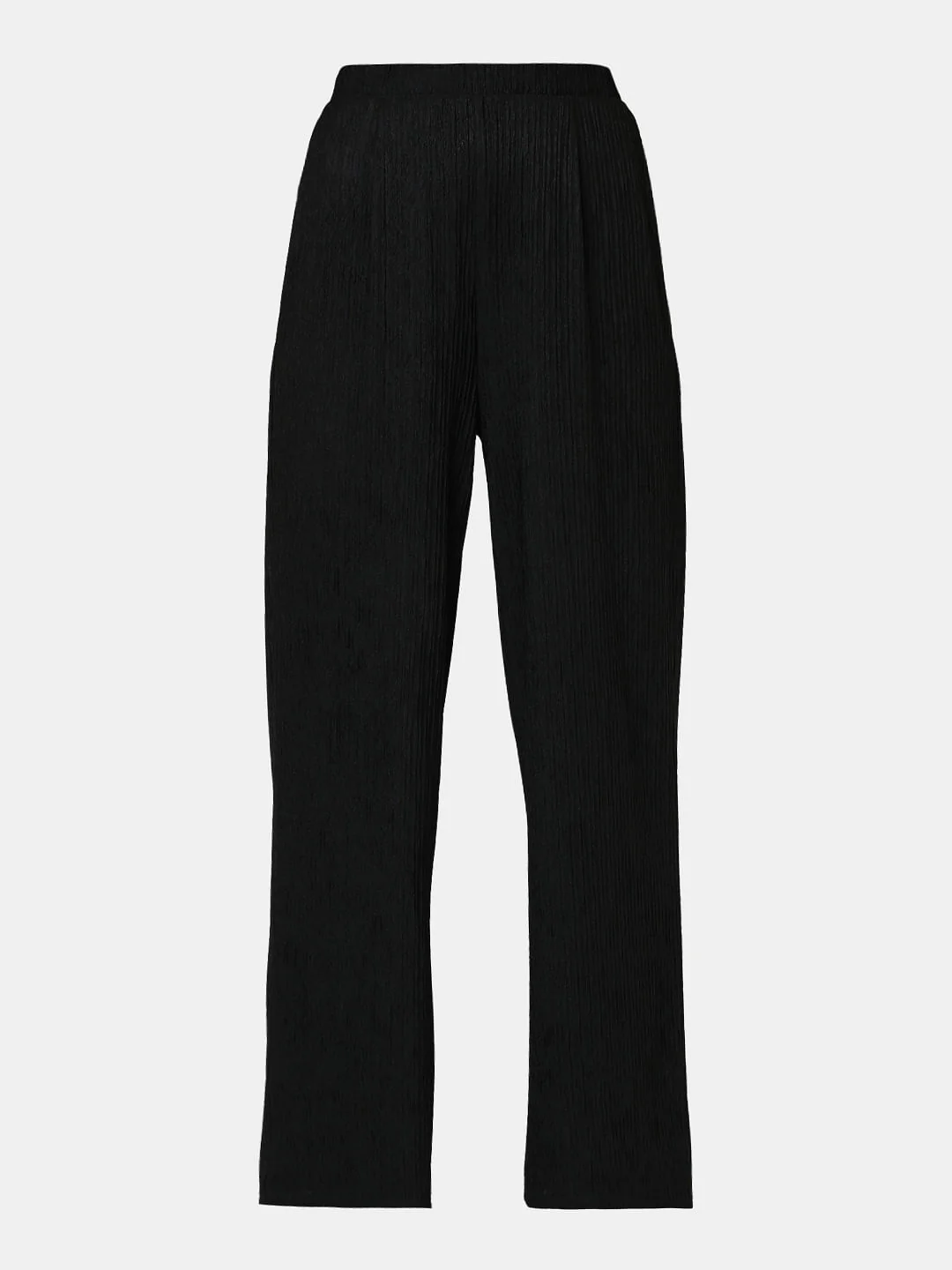 Black Crinkle Weave Co-Ord Set Pants - Image 7