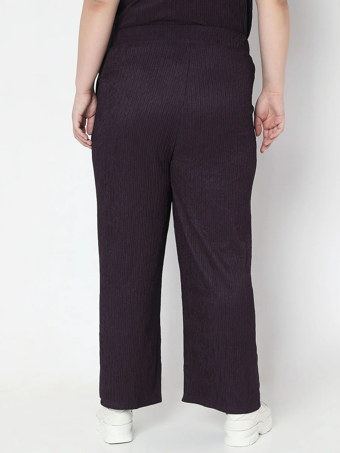 Curve Purple Textured Co-Ord Set Pants - Image 4
