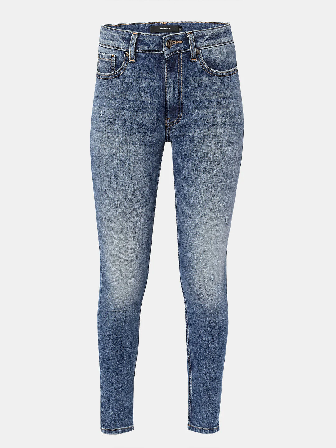 Blue Mid Rise Distressed Skinny Fit Jeans - Image 7