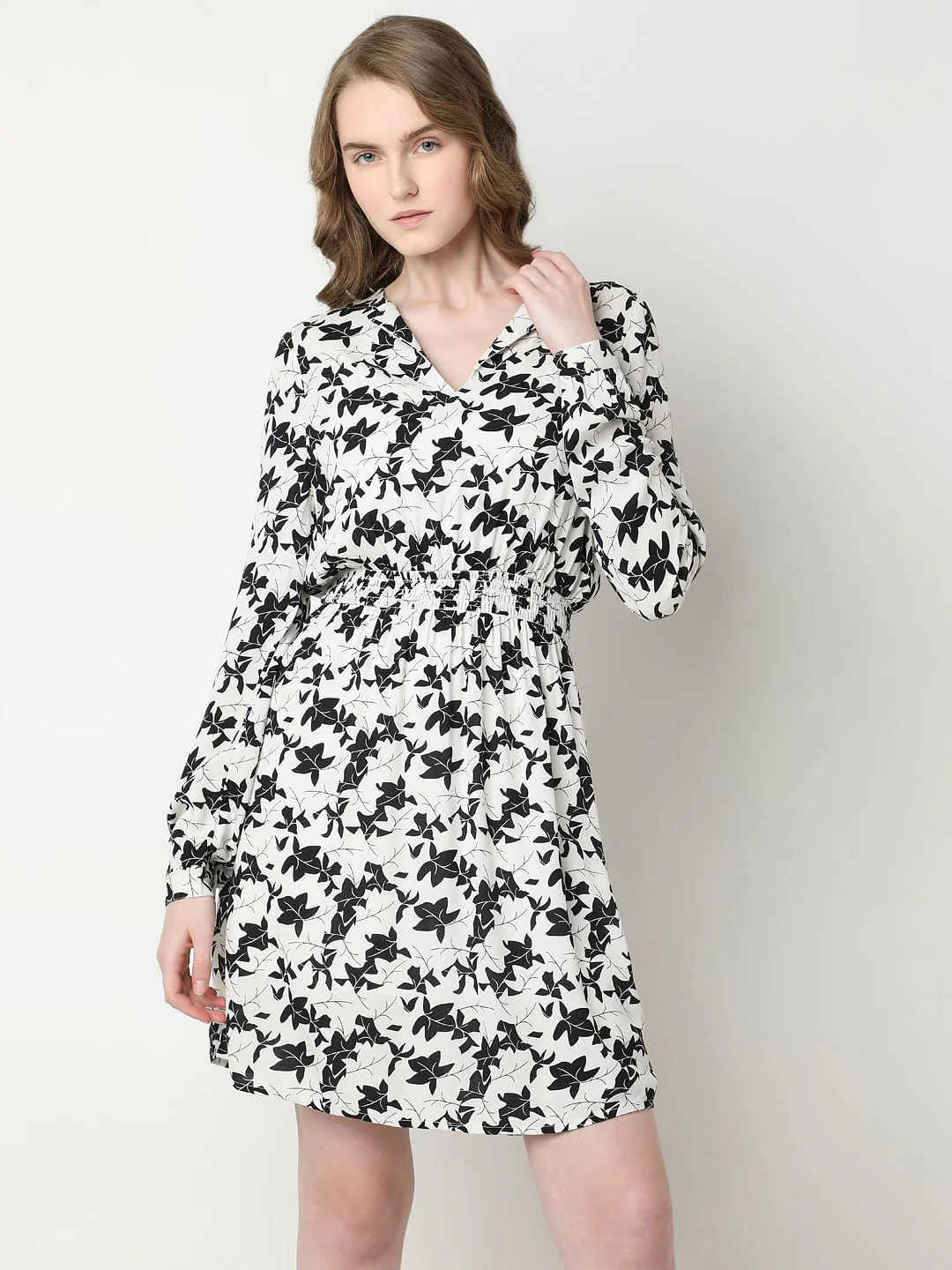 White & Black Printed Mini Dress - Image 2