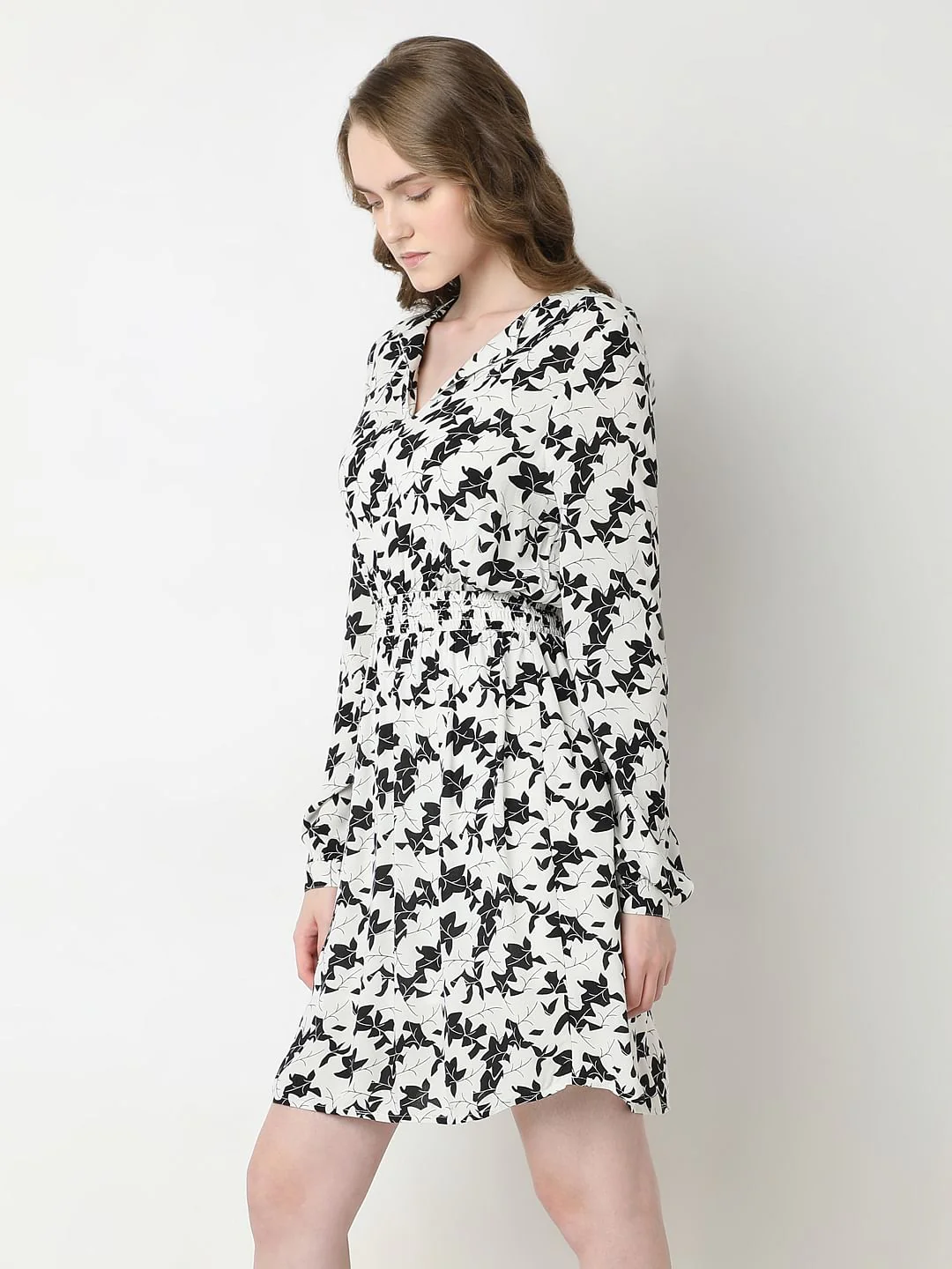White & Black Printed Mini Dress - Image 3