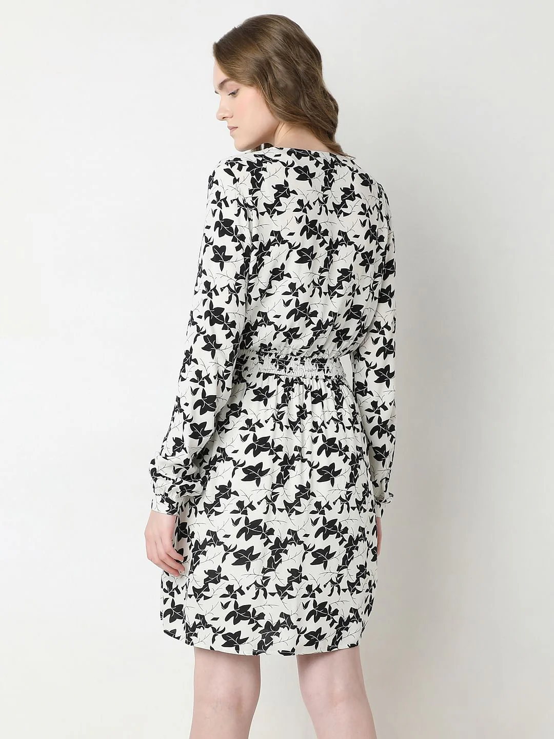 White & Black Printed Mini Dress - Image 4