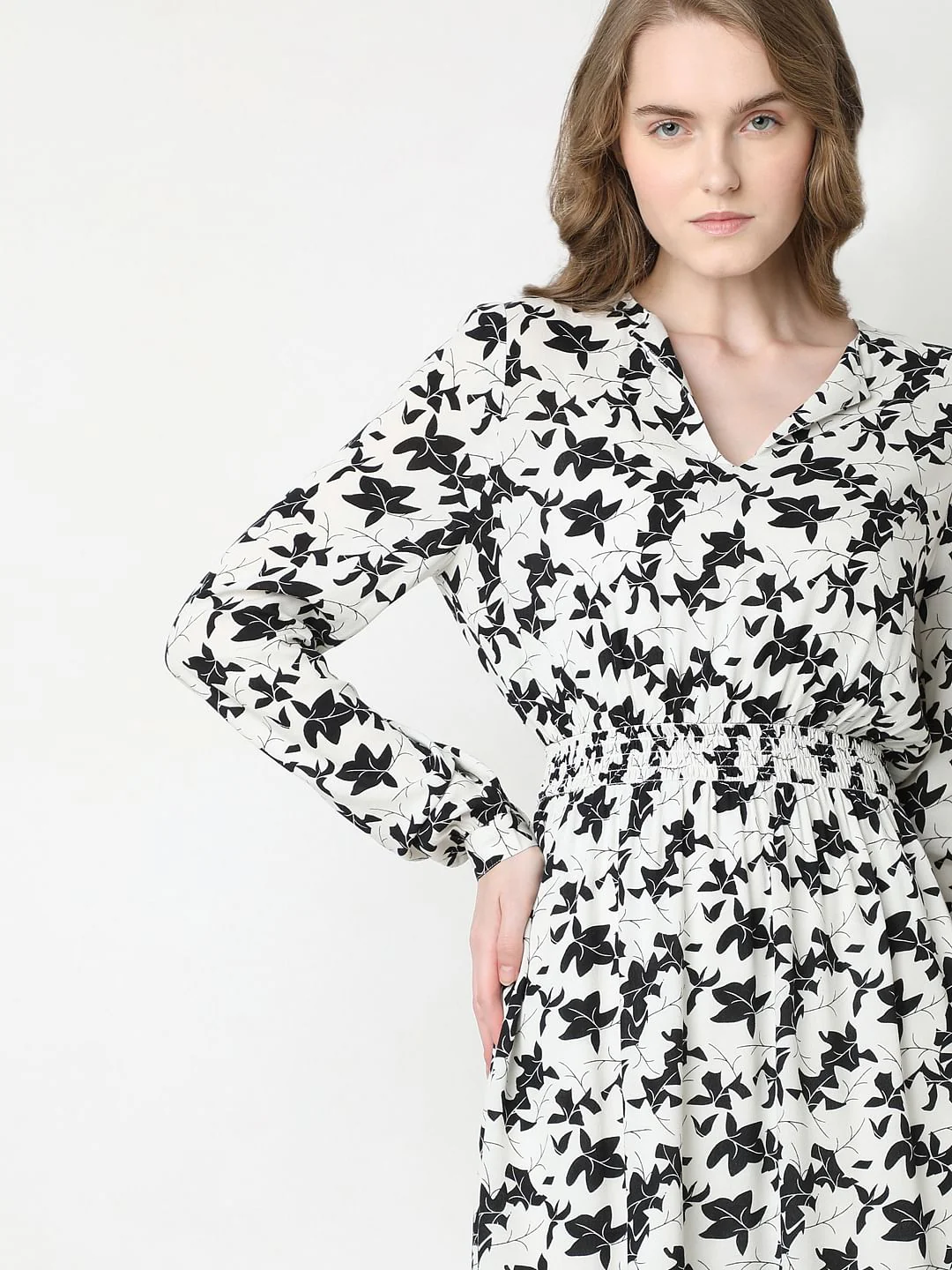 White & Black Printed Mini Dress - Image 6