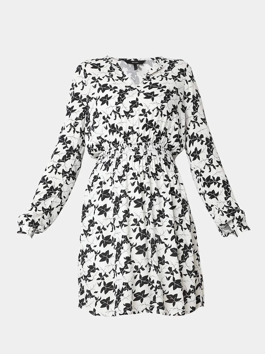 White & Black Printed Mini Dress - Image 7