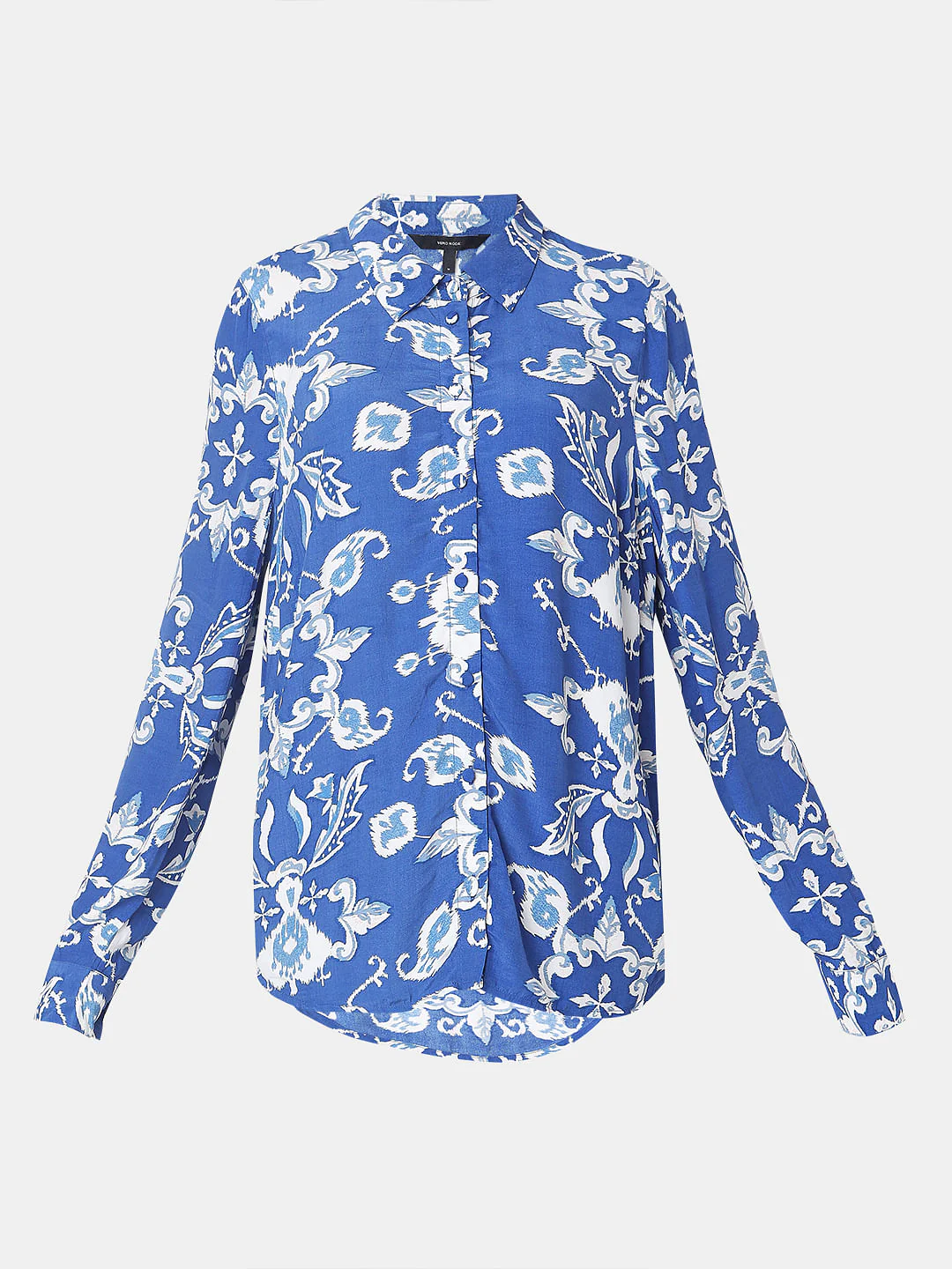 Cobalt Blue Abstract Print Shirt - Image 7