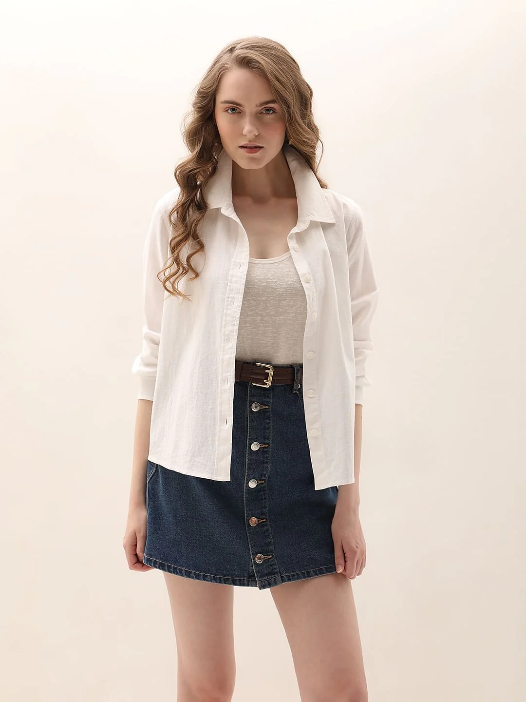 White Linen Full Sleeves Shirt