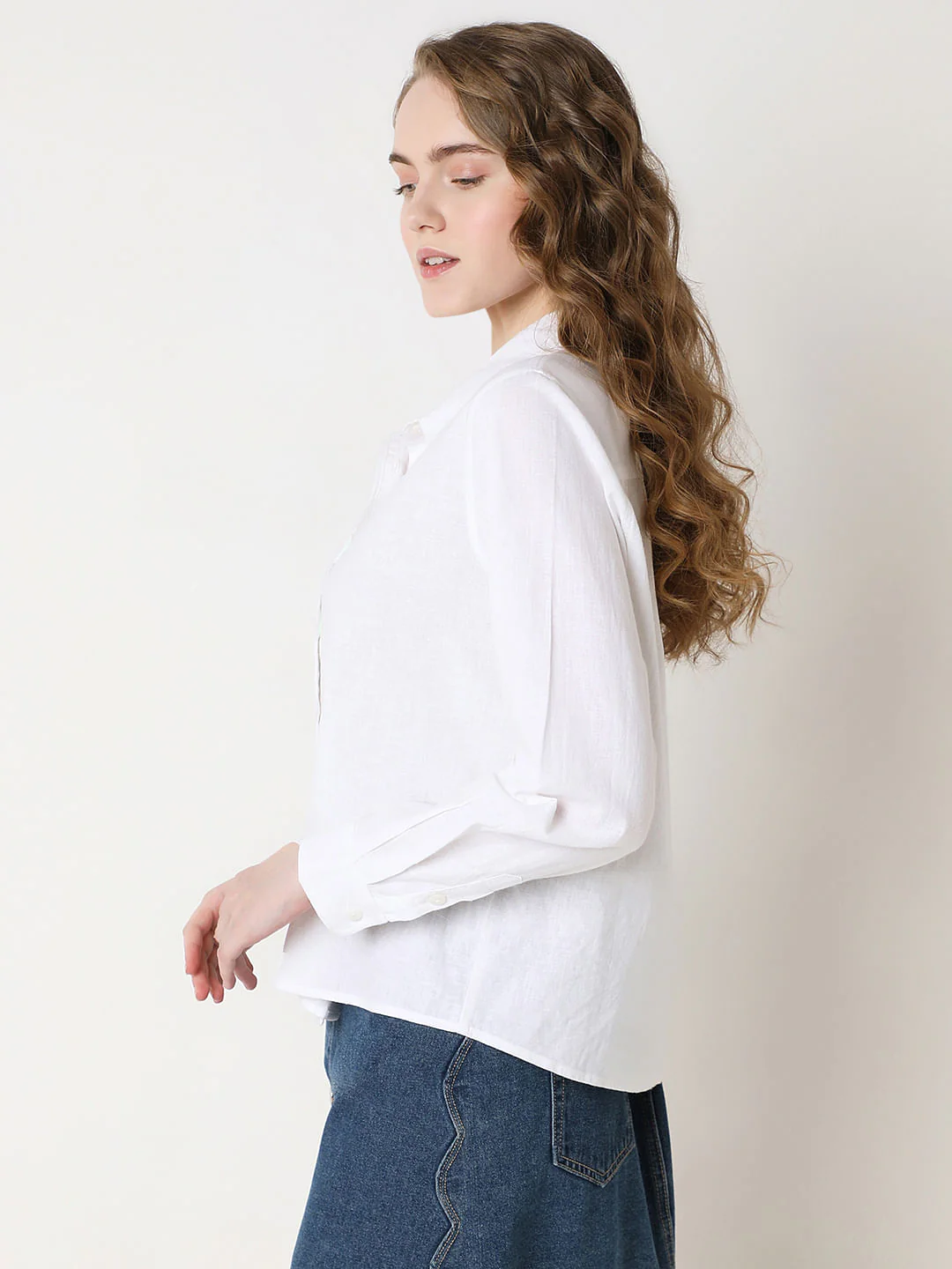 White Linen Full Sleeves Shirt - Image 3