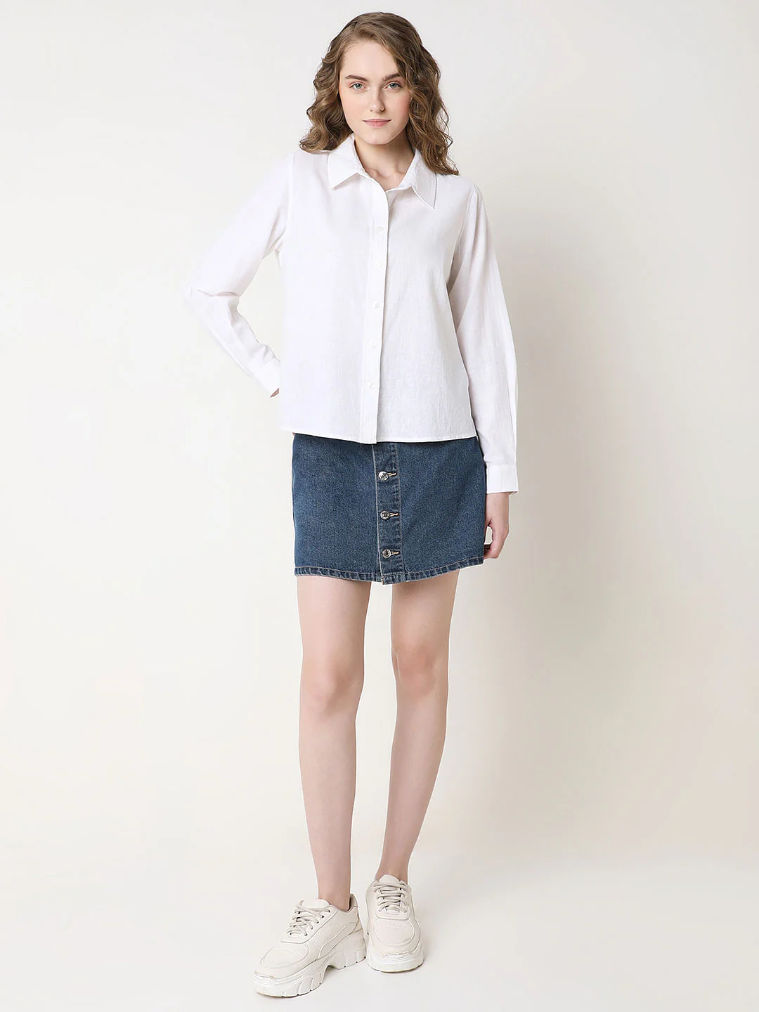White Linen Full Sleeves Shirt - Image 5