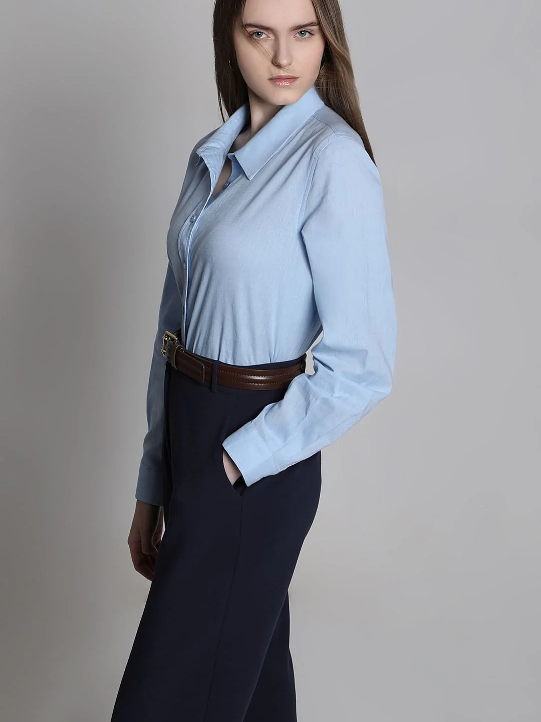 Light Blue Linen Full Sleeves Shirt