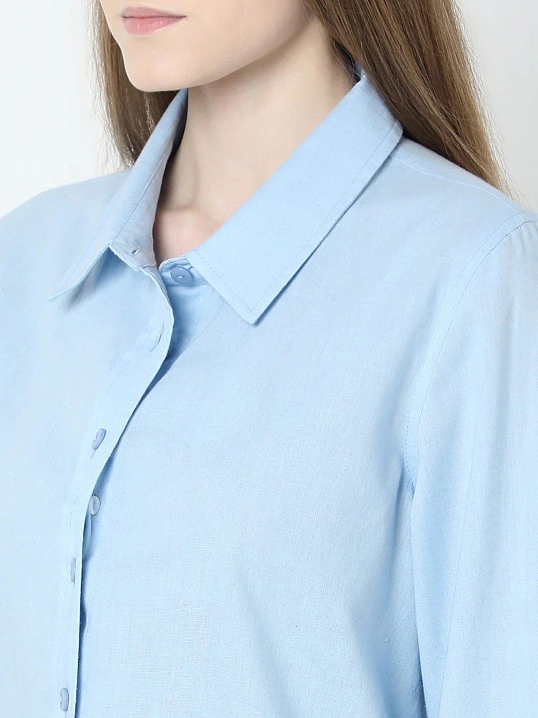 Light Blue Linen Full Sleeves Shirt - Image 8