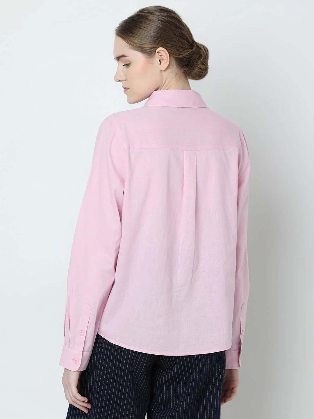 Light Pink Linen Full Sleeves Shirt - Image 4