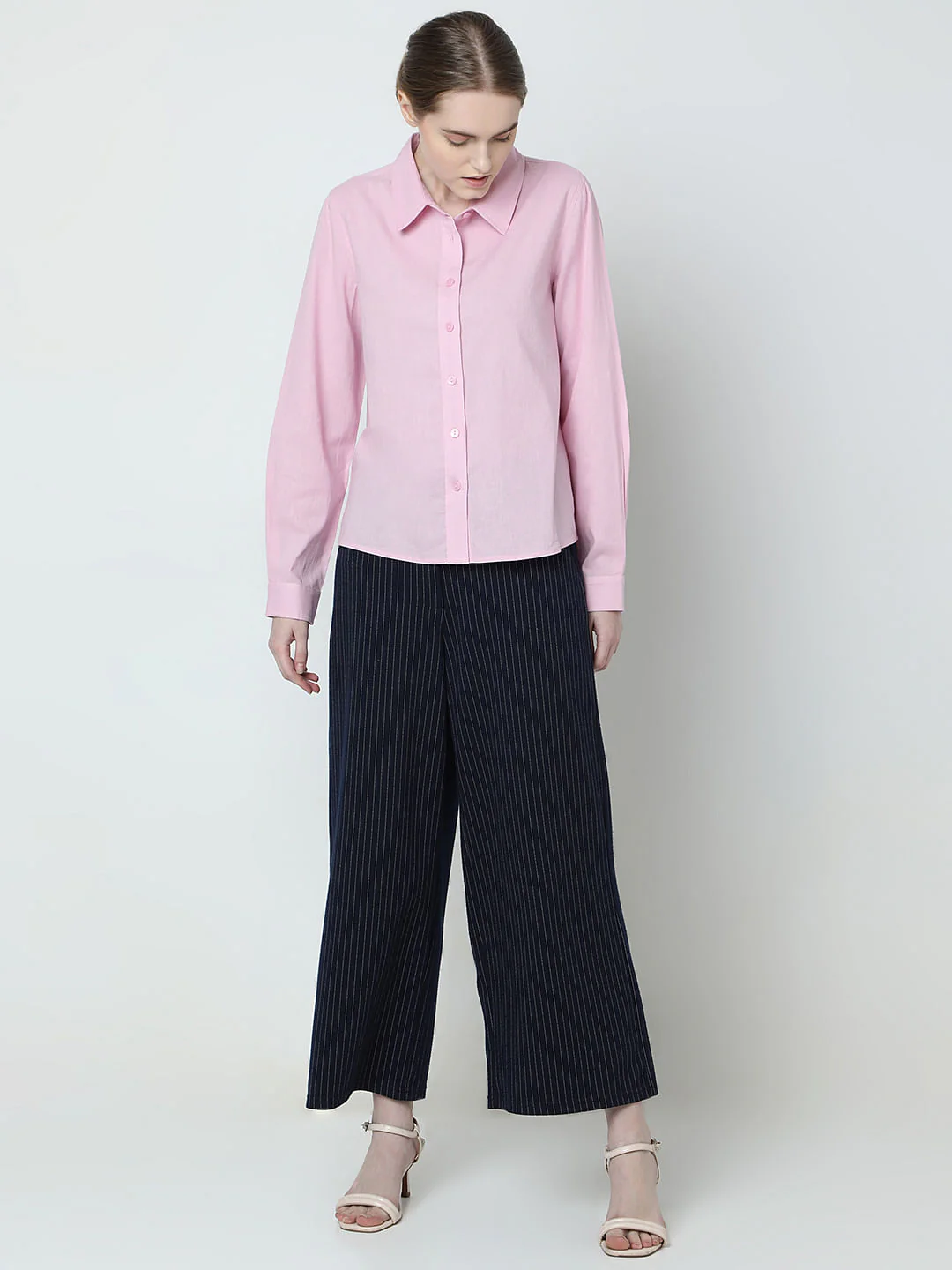 Light Pink Linen Full Sleeves Shirt - Image 5