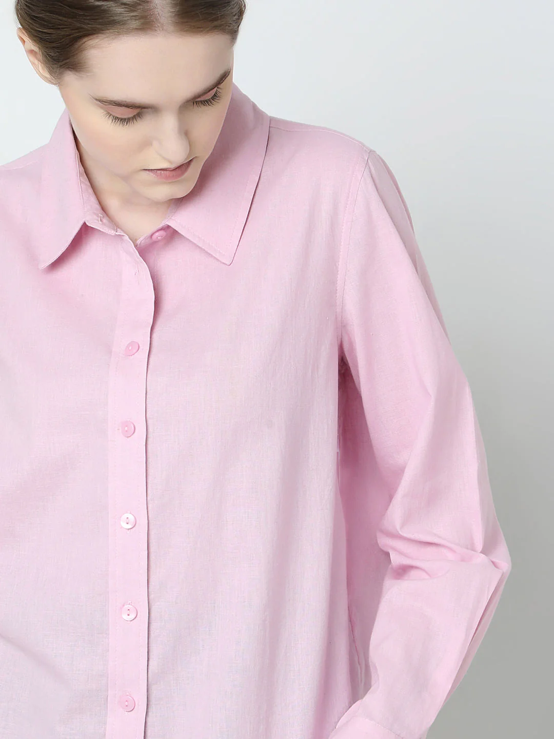 Light Pink Linen Full Sleeves Shirt - Image 6