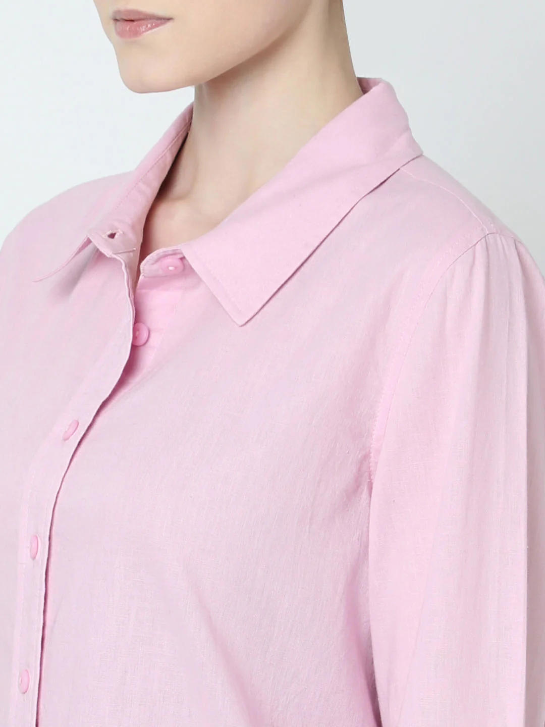 Light Pink Linen Full Sleeves Shirt - Image 8