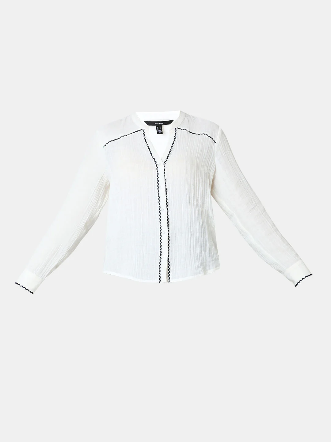 White Crochet Trim Shirt - Image 7
