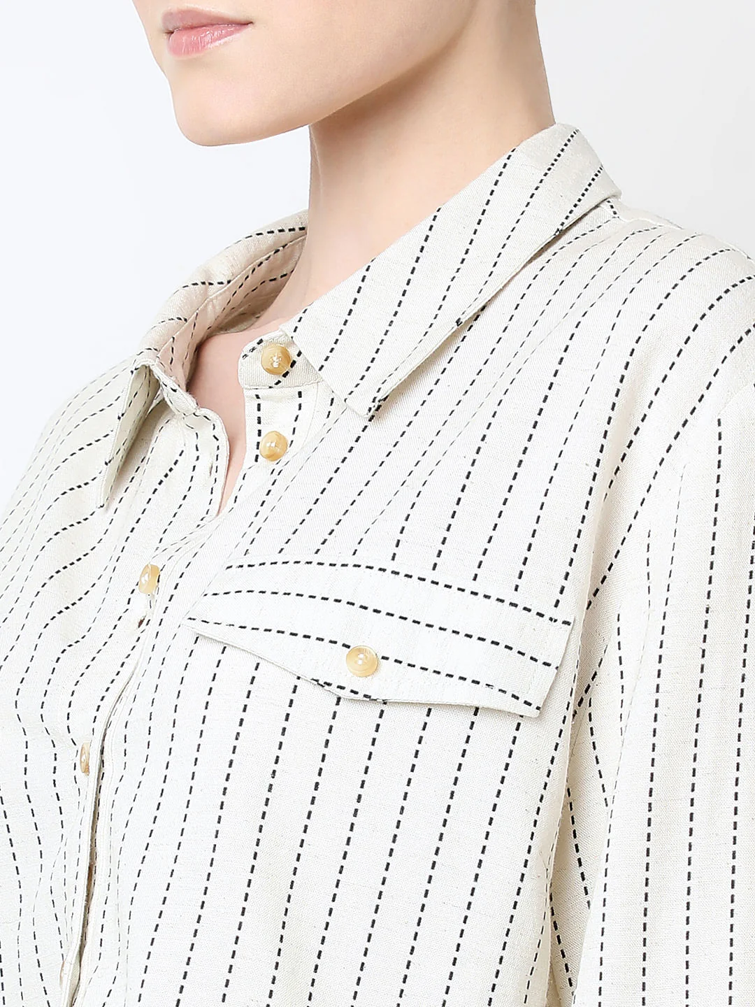 Beige Striped Co-Ord Set Shirt - Image 8