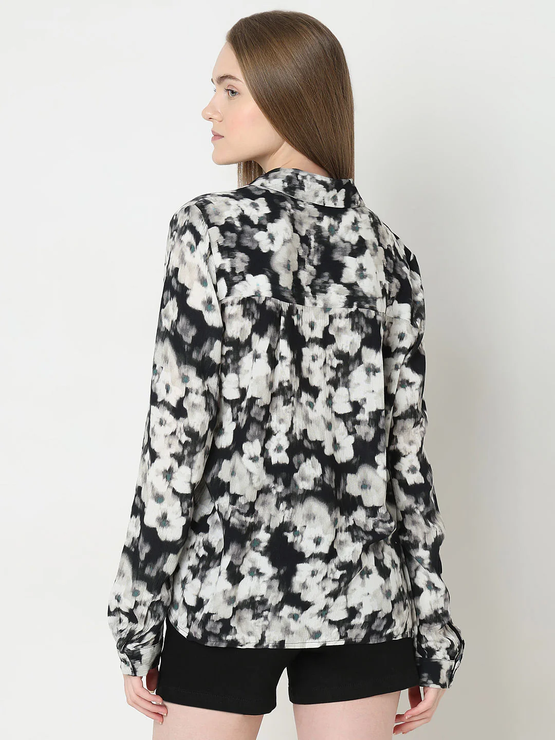 Black Floral Print Shirt - Image 4