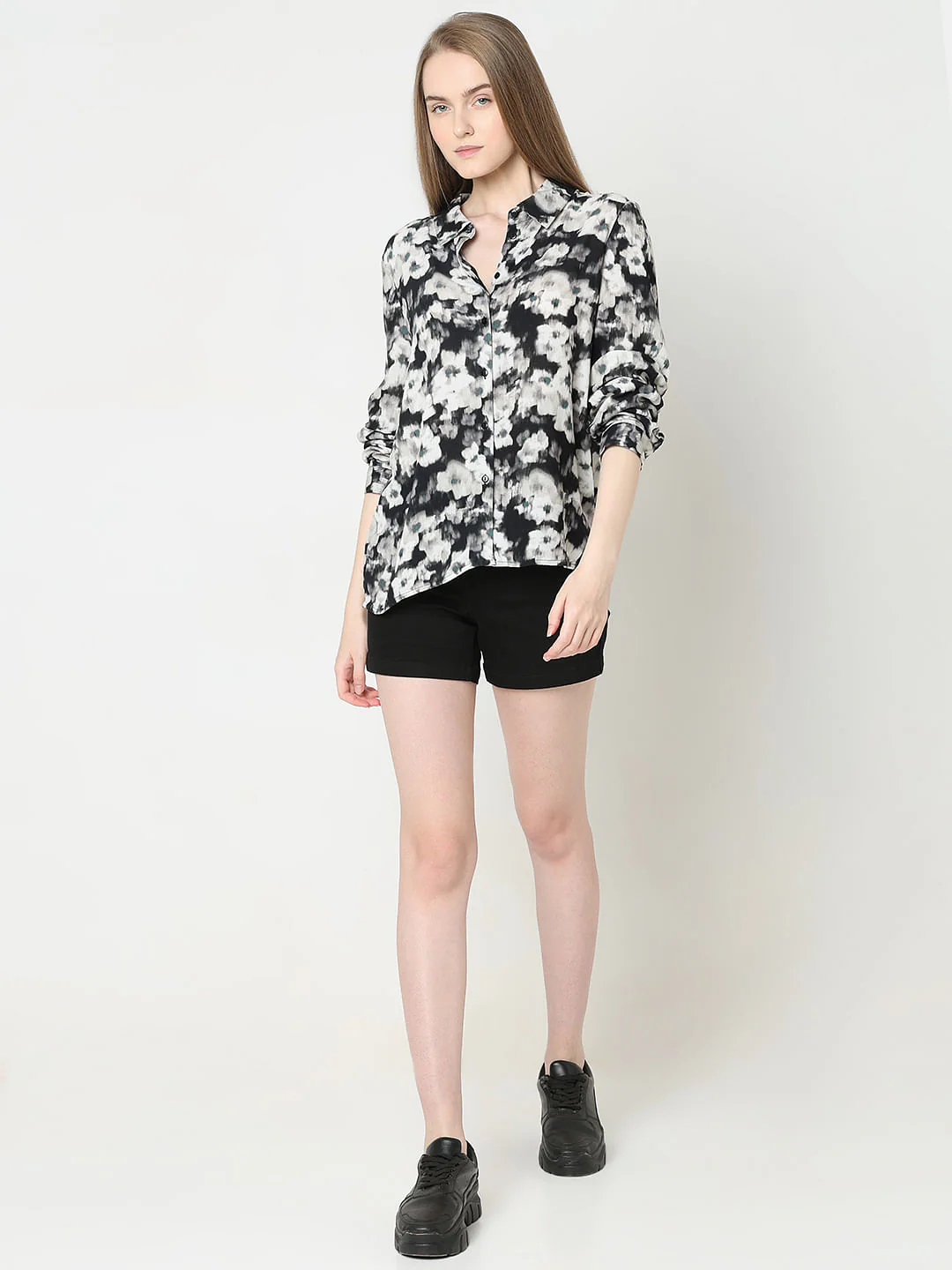 Black Floral Print Shirt - Image 5