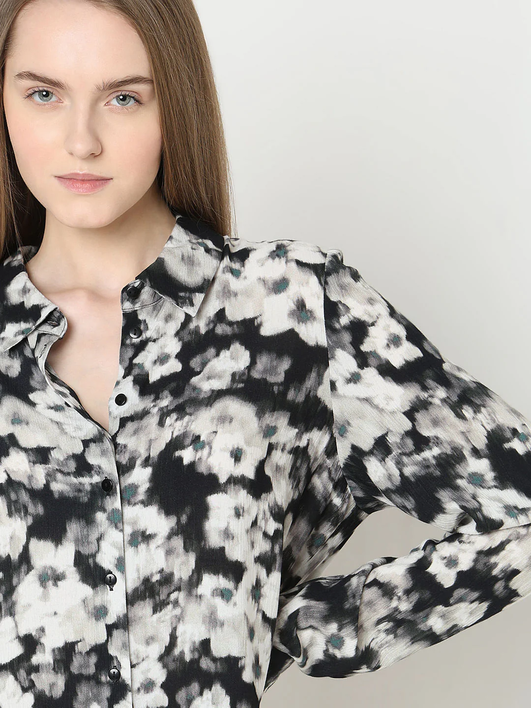 Black Floral Print Shirt - Image 6