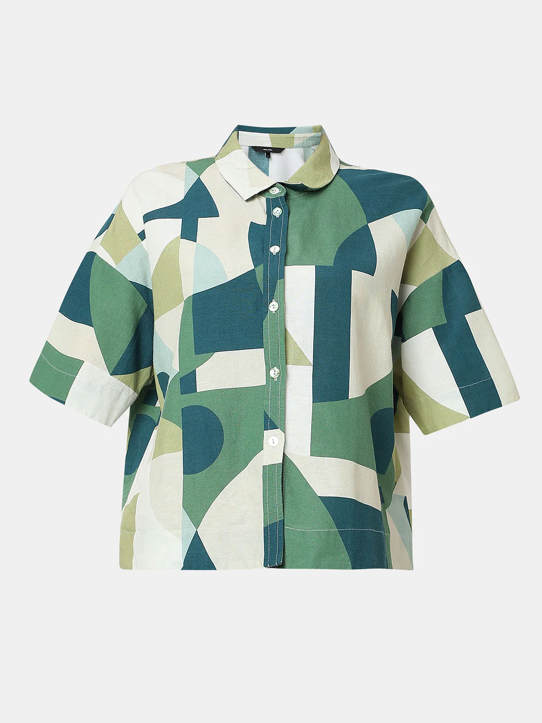 Ecru Geometric Print Shirt - Image 7