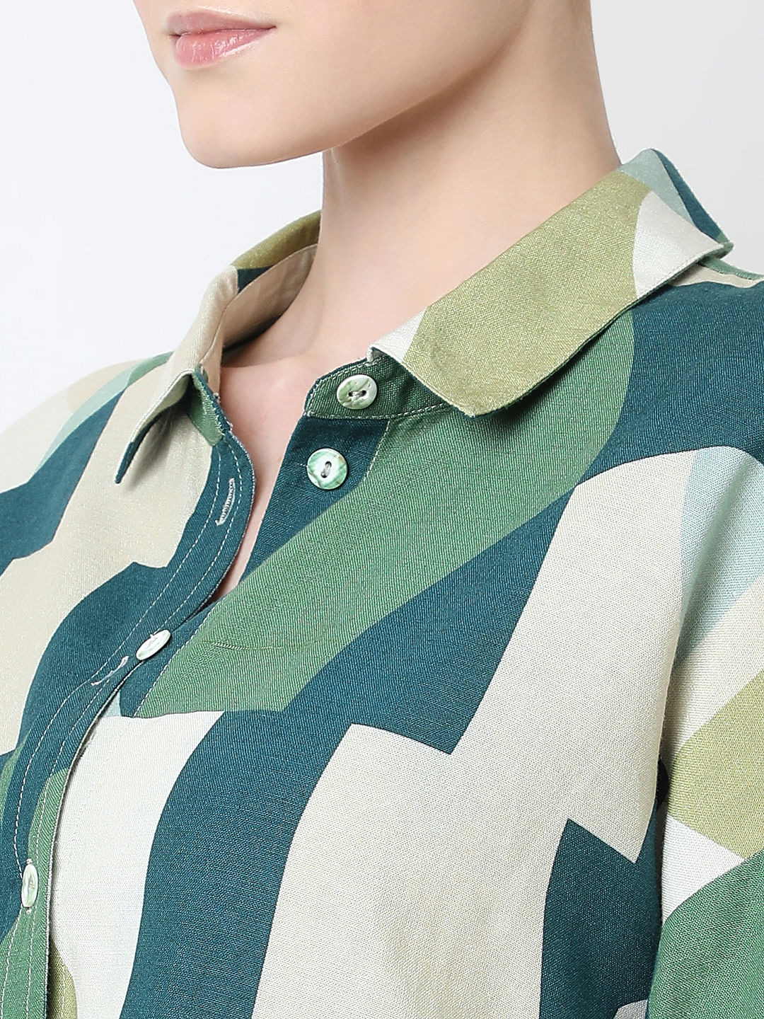 Ecru Geometric Print Shirt - Image 8